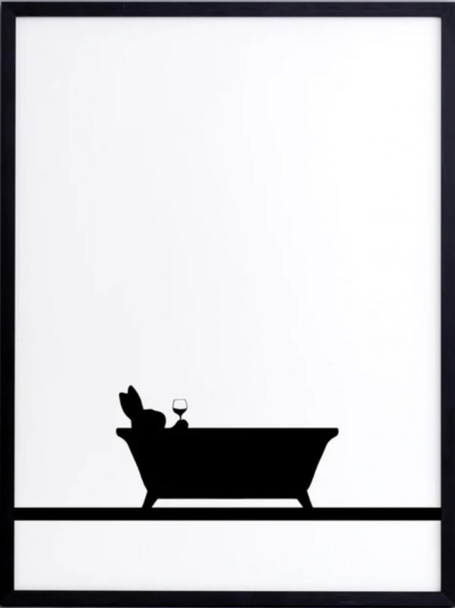 Bathtime Rabbit Print with Aluminium Frame
