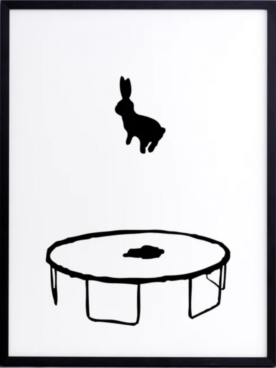 Bouncing Rabbit Print with Aluminium Frame