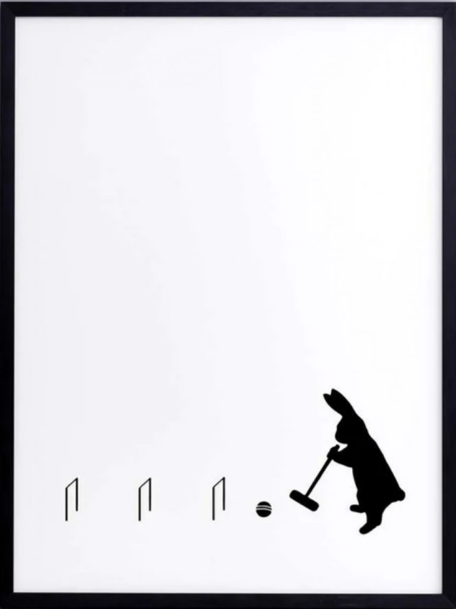 Croquet Rabbit Print with Aluminium Frame