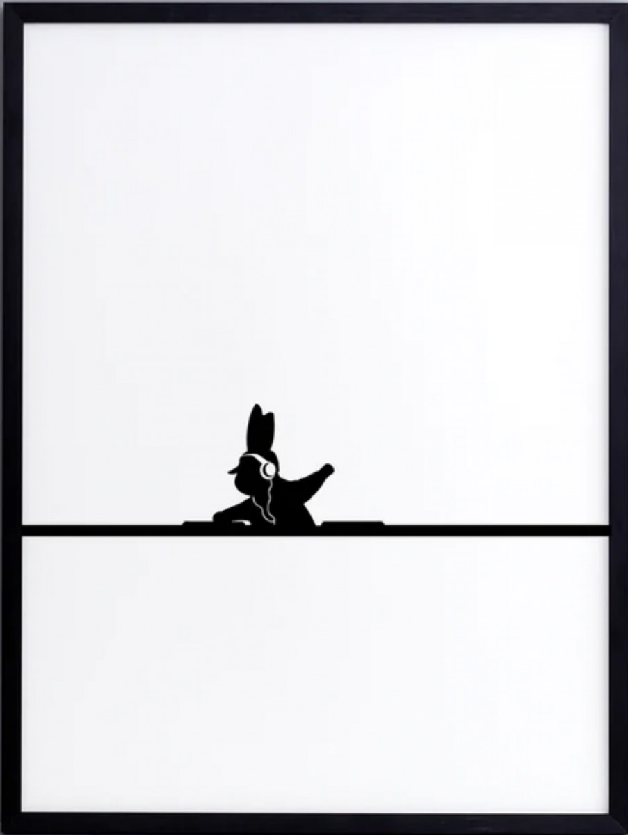 DJ Rabbit Print with Aluminium Frame