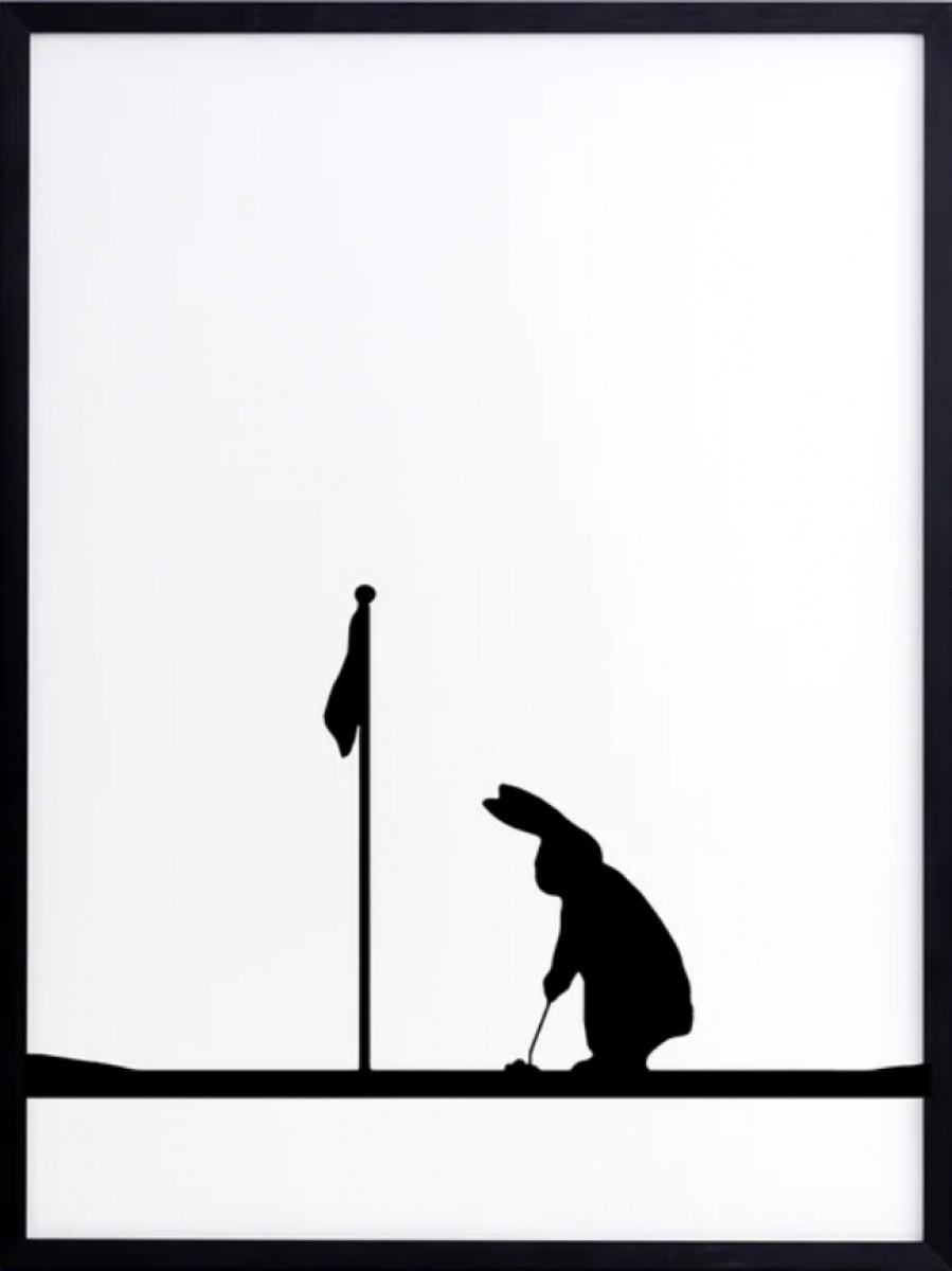 Golf Rabbit Print with Aluminium Frame