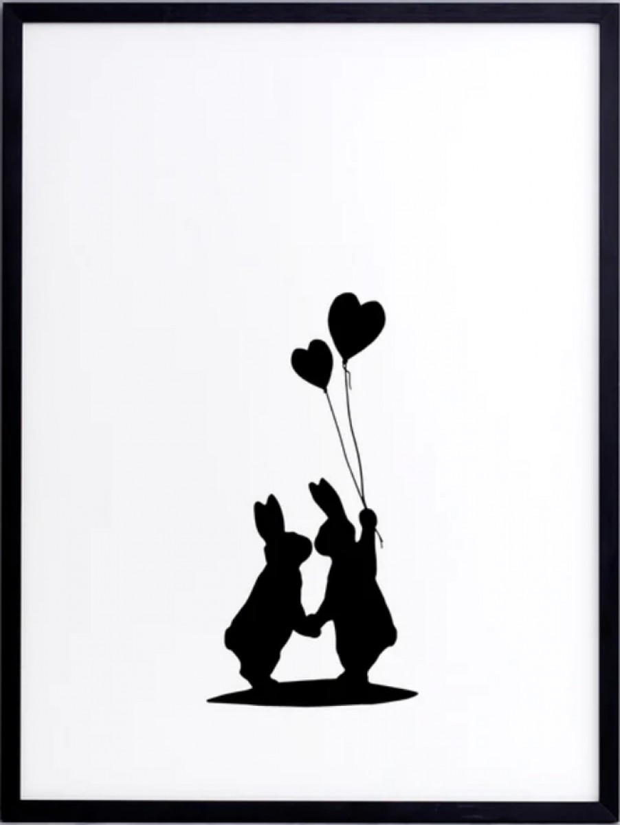 Lovestruck Rabbit Print with Aluminium Frame | Highlight image