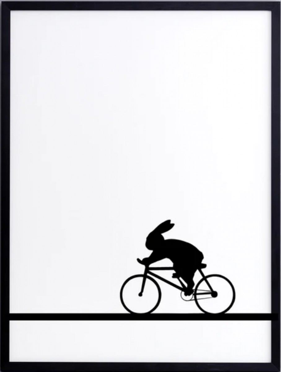 Racing Bike Rabbit Print with Aluminium Frame