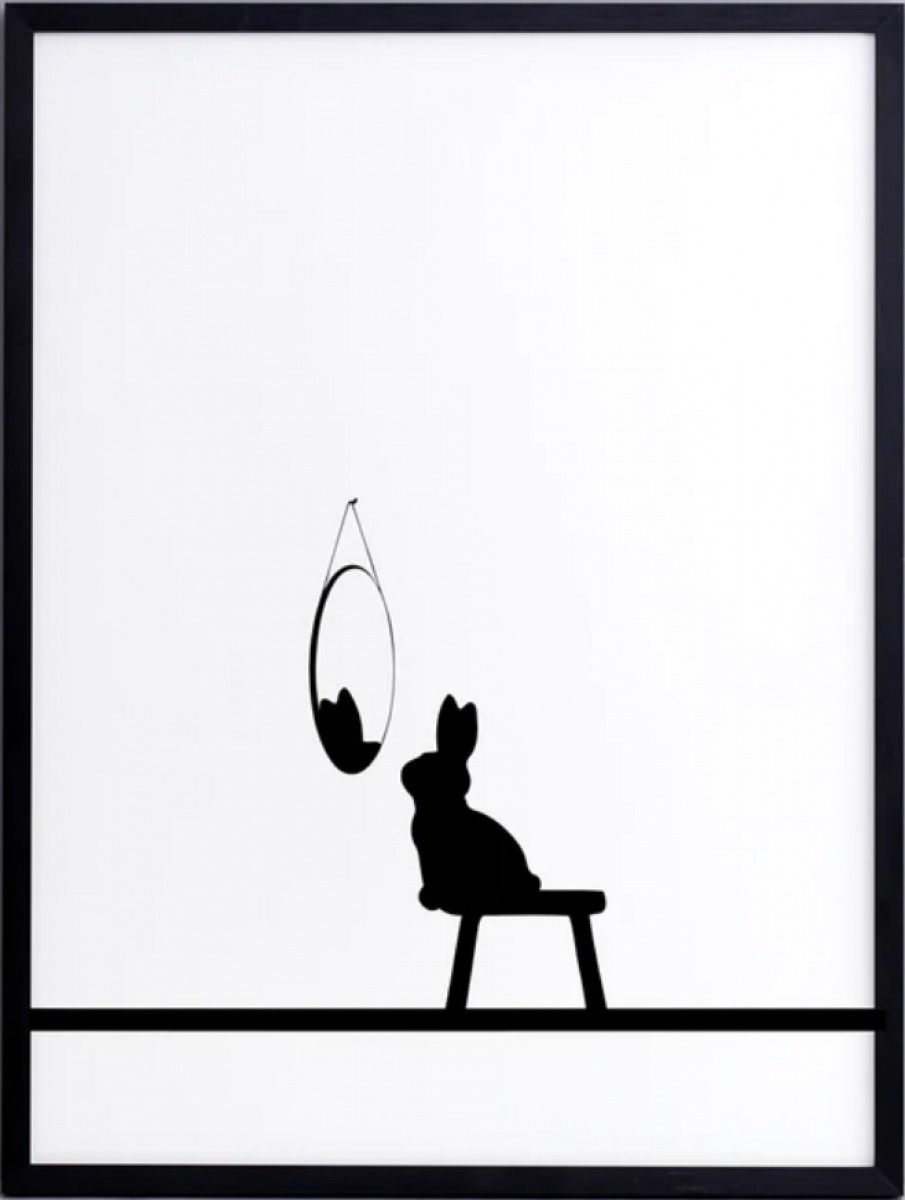 Reflective Rabbit Print with Aluminium Frame