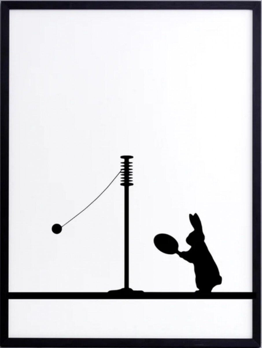 Swing Ball Rabbit Print with Aluminium Frame