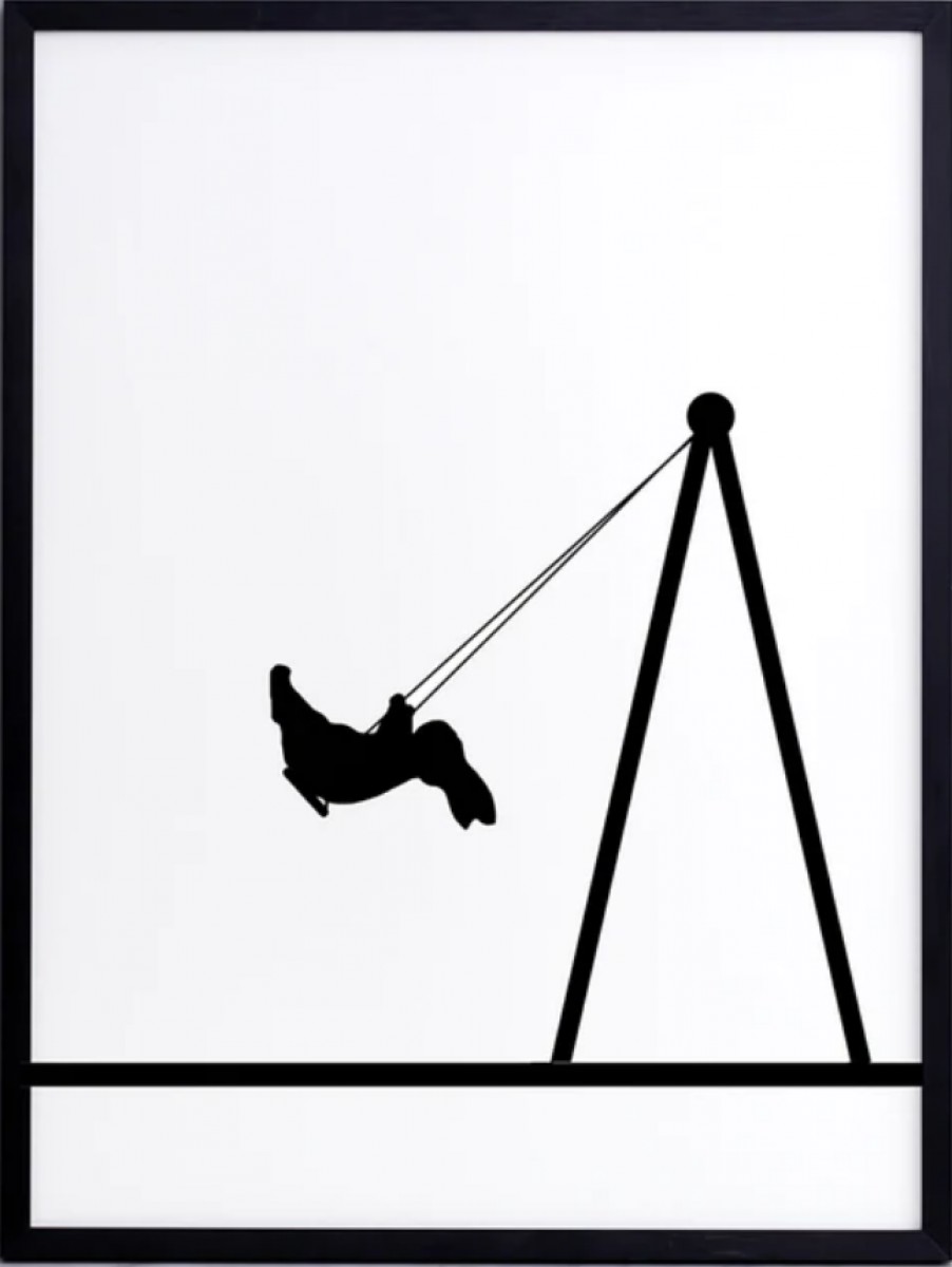 Swing Rabbit Print with Aluminium Frame