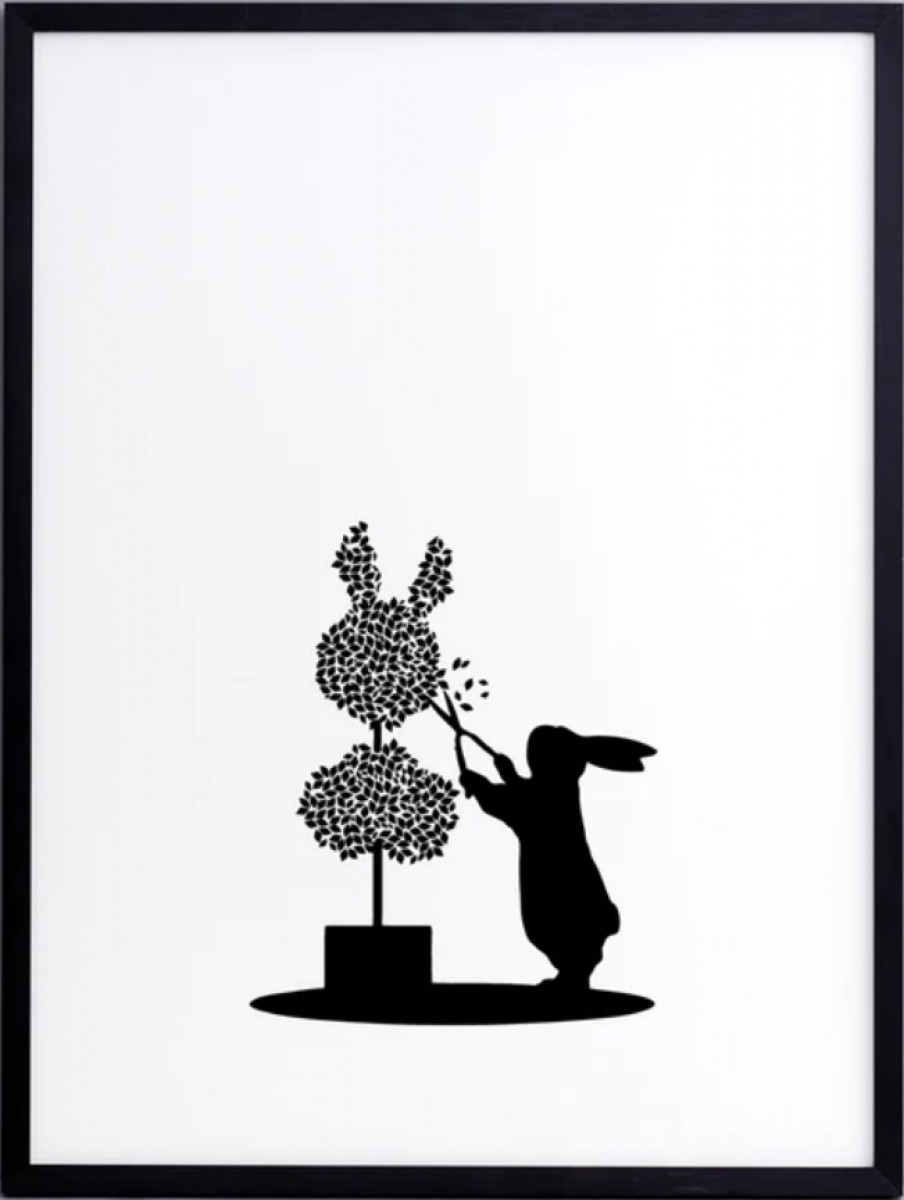 Topiary Rabbit Print with Aluminium Frame