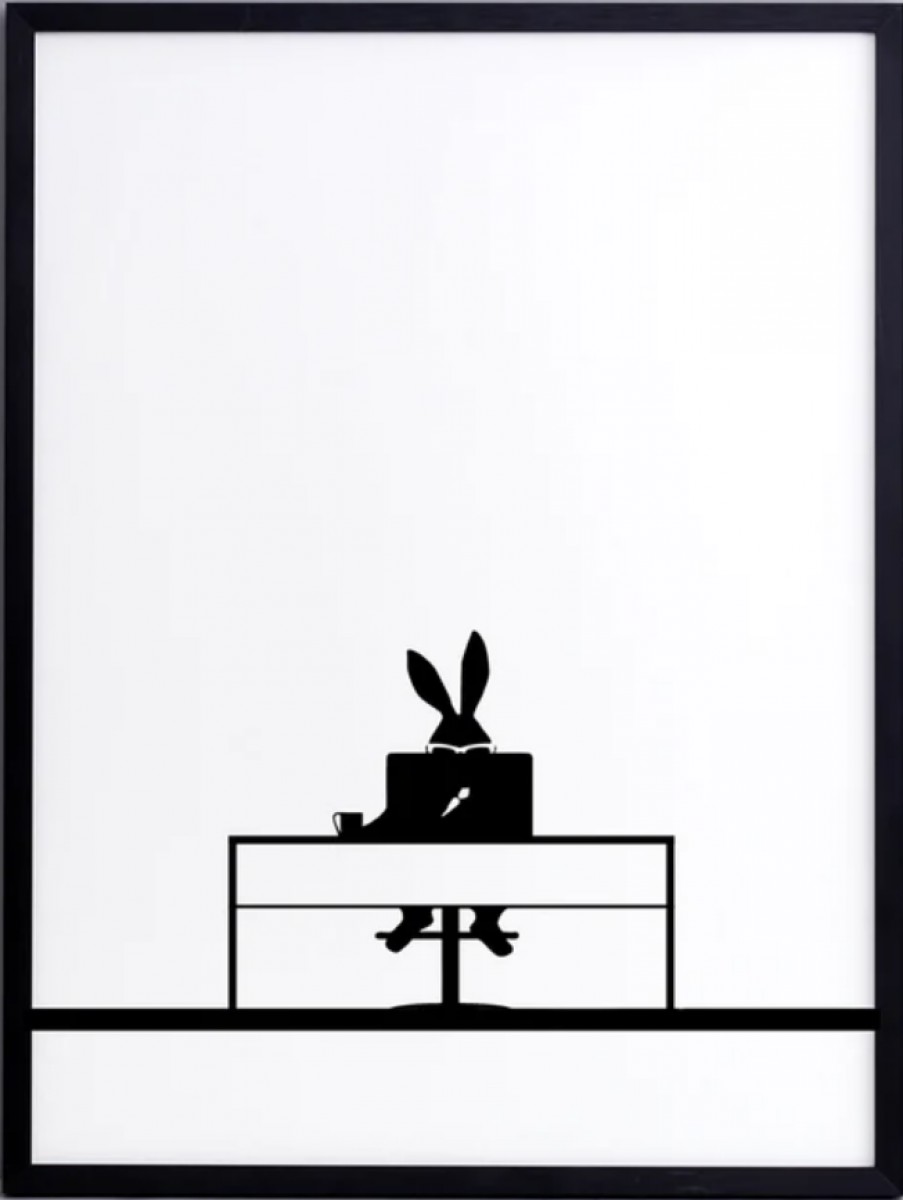 Working Rabbit Print with Aluminium Frame