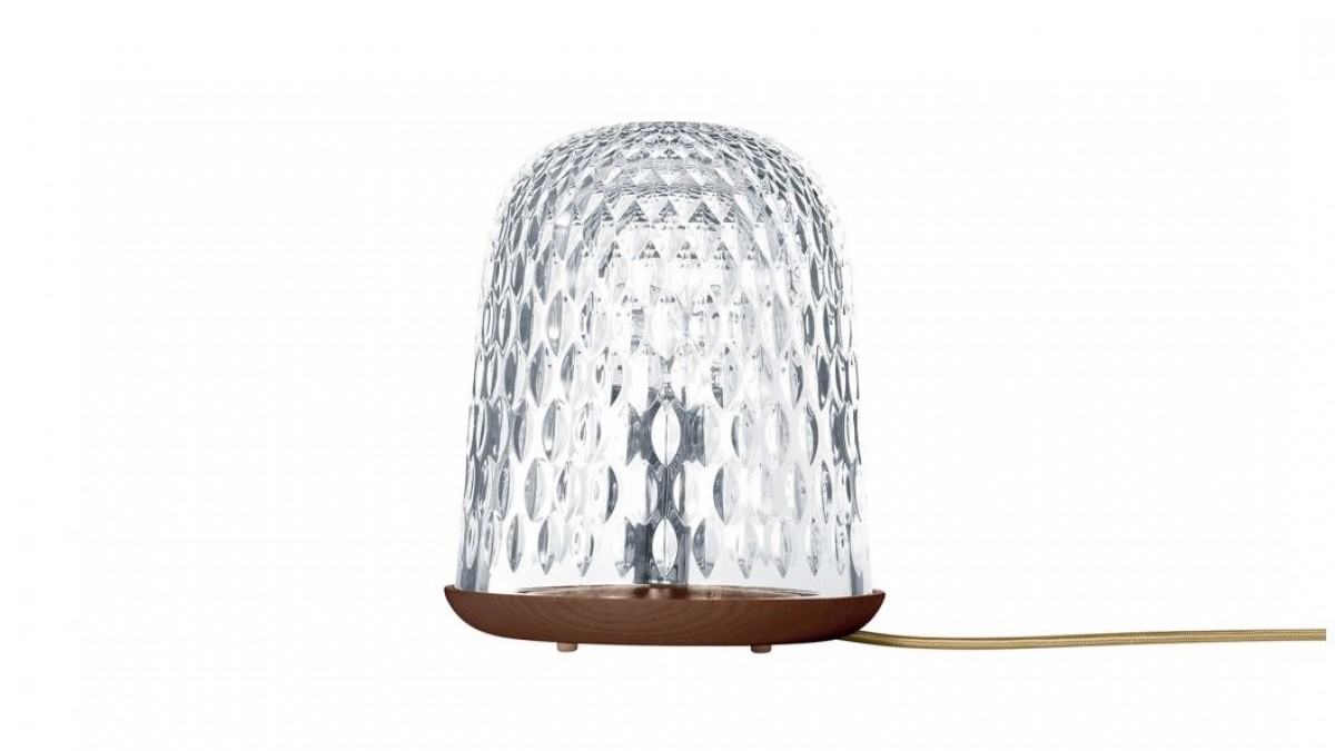 Folia Dark Wood Table Lamp - Clear Crystal