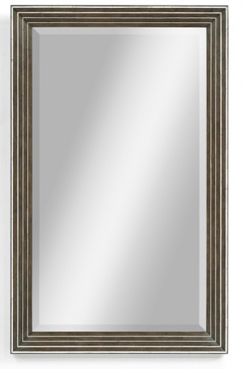 Gatsby Contemporary Dark Grey Walnut & MOP Wall Hanging Mirror | Highlight image