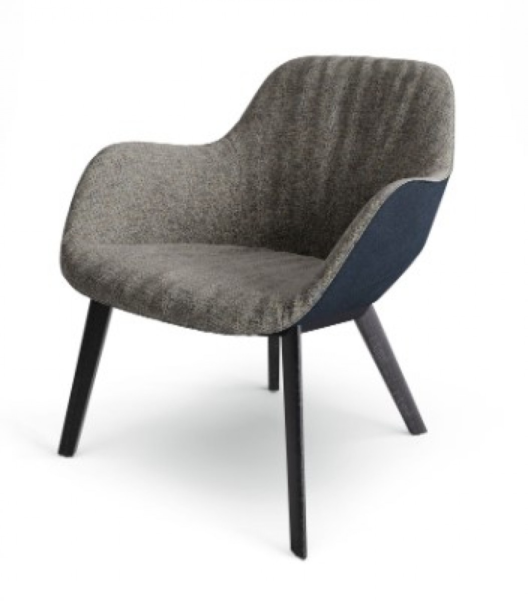 Sheru Armchair, Wood Legs, Closed Arms (Casual Upholstery Look)