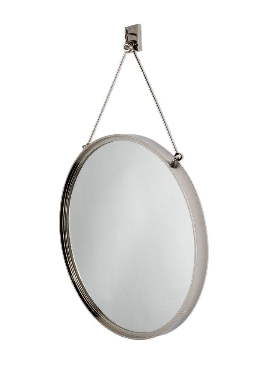 Latchet Wall Mounted Round Mirror 23 1/2" x 1 1/2" x 37 5/8"