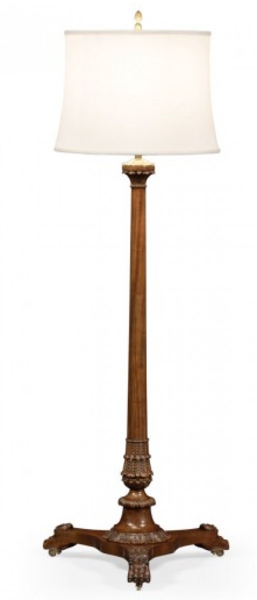 Neoclassical French Walnut Floor Lamp