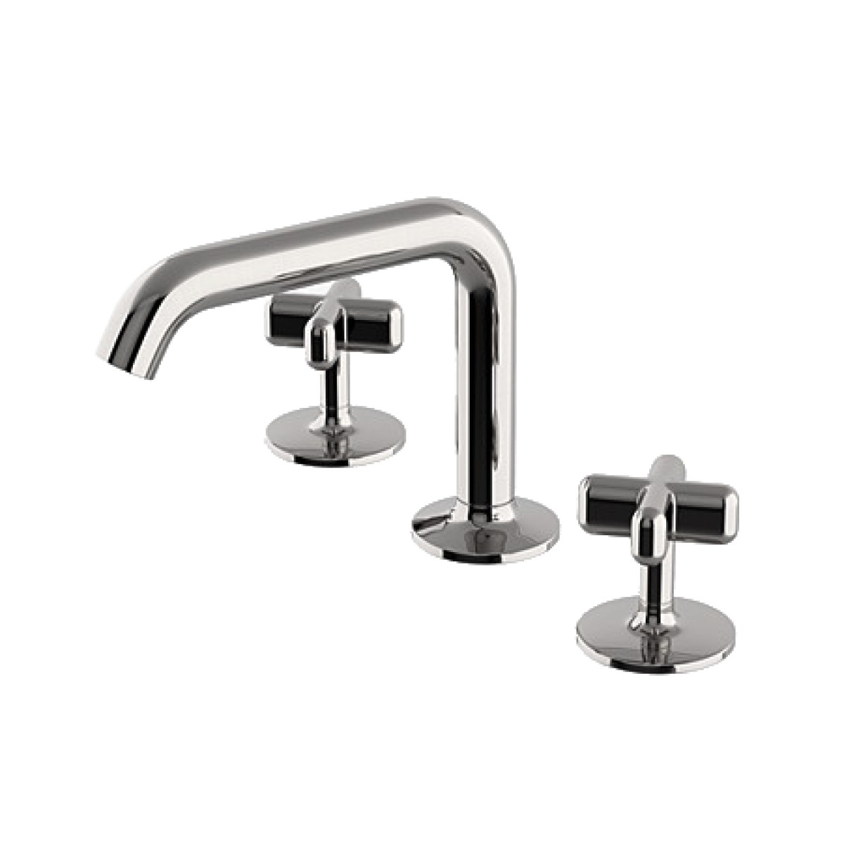 .25 High Profile Three Hole Deck Mounted Lavatory Faucet with Metal Cross Handles