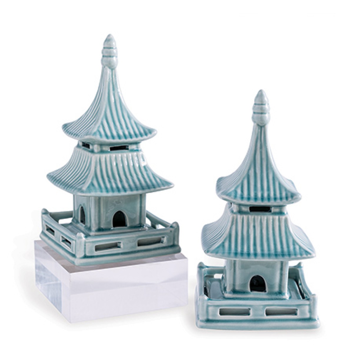 Pagoda Celadon Objects Short (Set of 2)