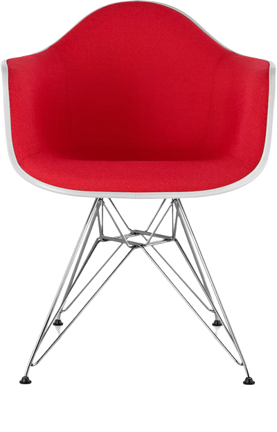 Eames Molded Plastic Armchair, Wire Base, Fully Upholstered Shell