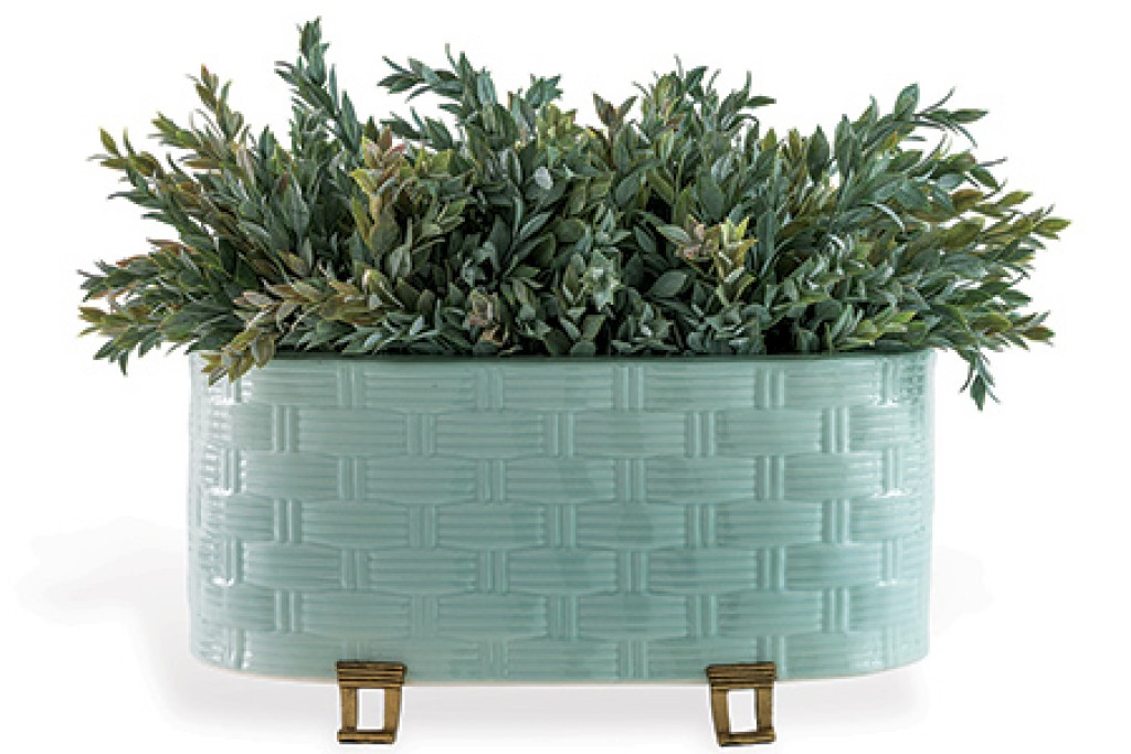 Sanibel Celadon Oval Planter | Highlight image 1