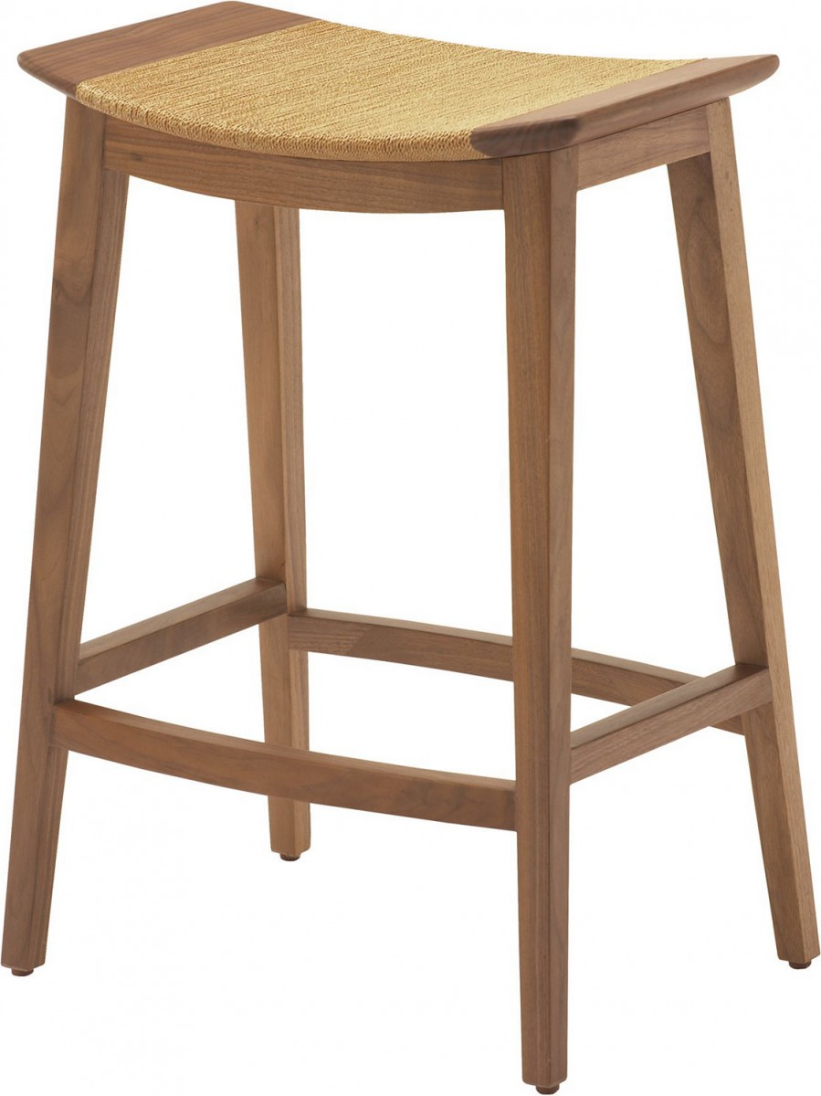 Curved Walnut Counter Stool