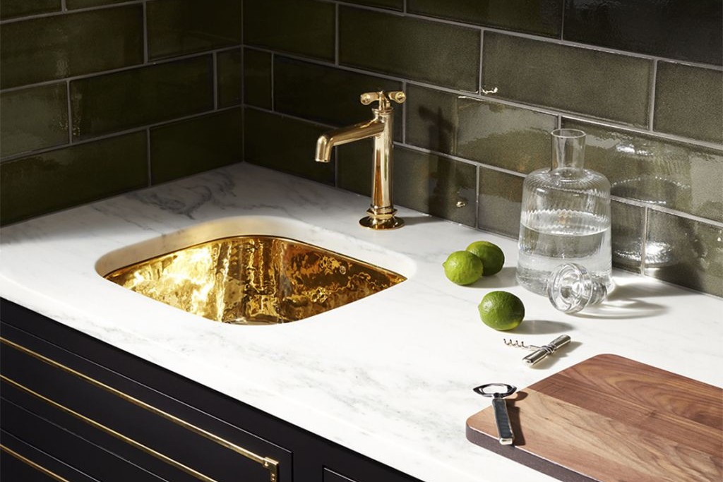 Normandy Drop In or Undermount Rectangular Hammered Copper Bar Sink 21 5/8" x 15 11/16" x 7 5/16" | Highlight image 1