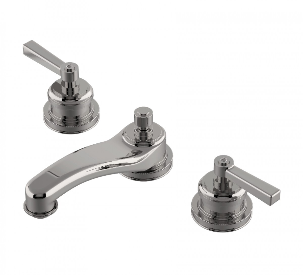 Aero Low Profile Three Hole Deck Mounted Lavatory Faucet with Metal Lever Handles