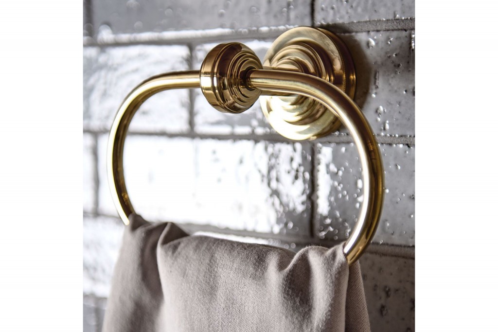 Waterworks Aero Wall Mounted Towel Ring in Dark Brass