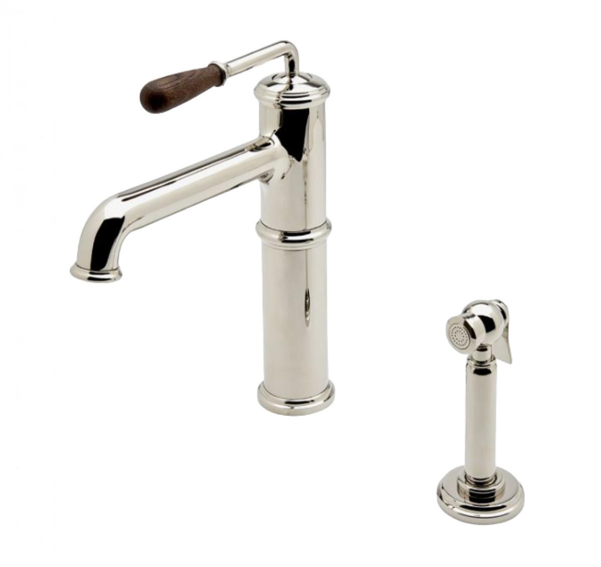 Canteen One Hole High Profile Kitchen Faucet with Oak Lever Handle and Spray