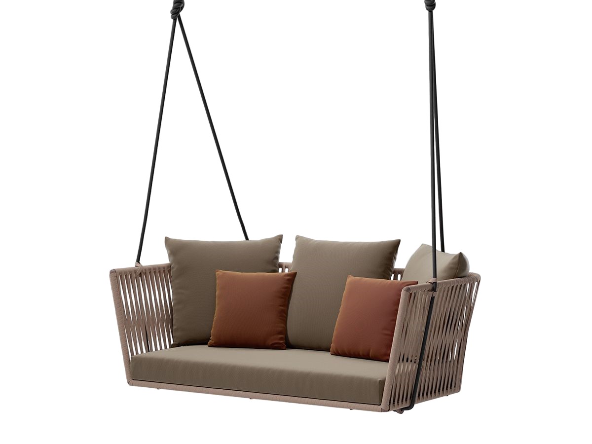 Bitta 2-Seater Swing Rope Set: (2 Rope x 3.25m + 4 Fixtures), with Seat Cushion (without Back Cushion)