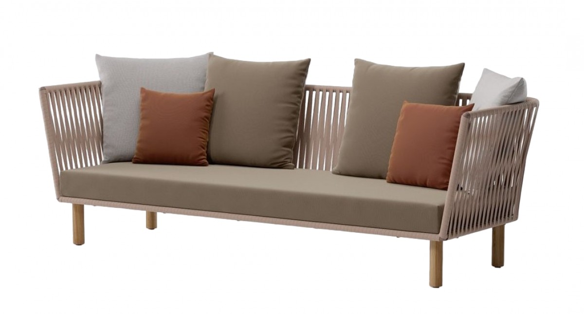 Bitta 3-Seater Sofa Bela Rope Teak Legs, with Seat Cushion (without Back Cushion)