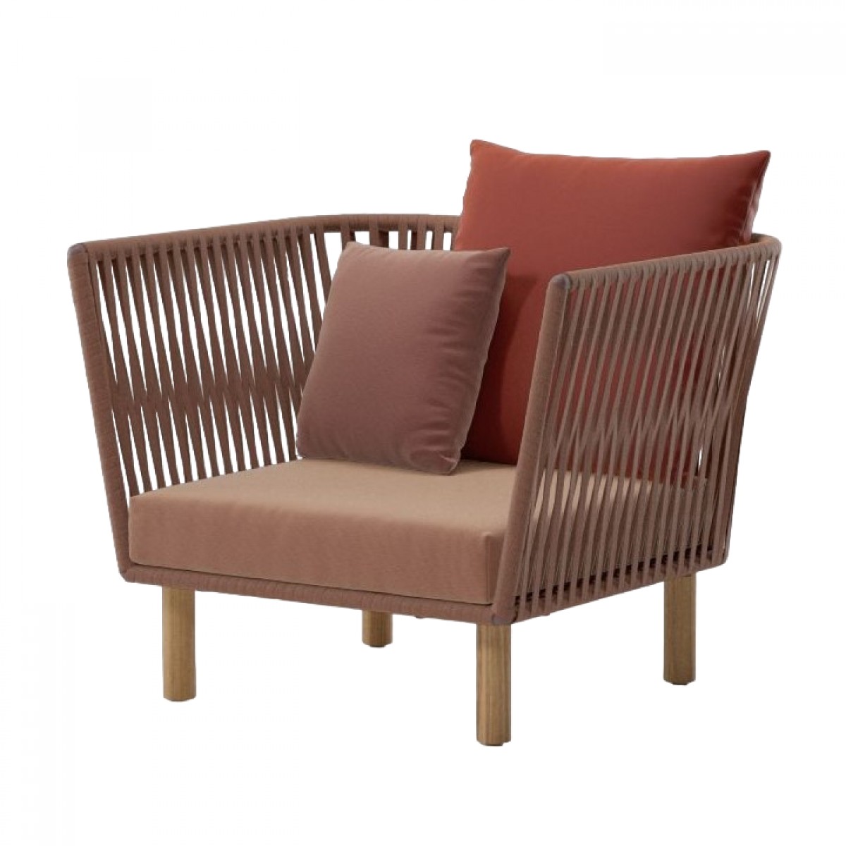 Bitta Club Armchair Bela Rope Teak Legs, with Seat Cushion (without Back Cushion)