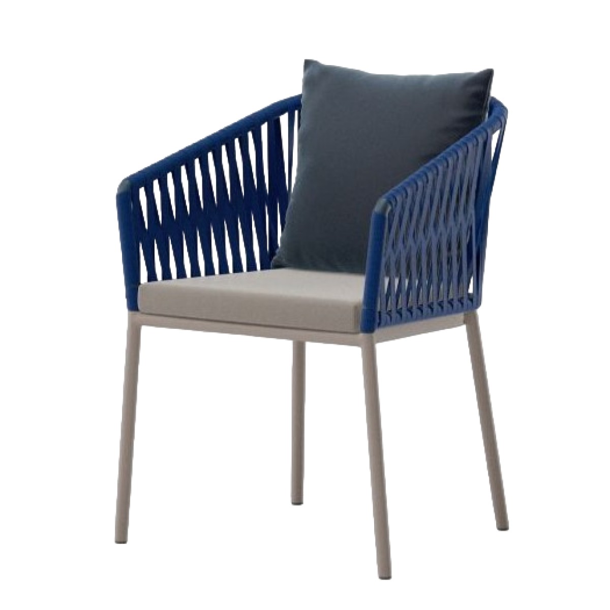 Bitta Dining Armchair Bela Rope Aluminium Legs, with Seat and Back Cushion