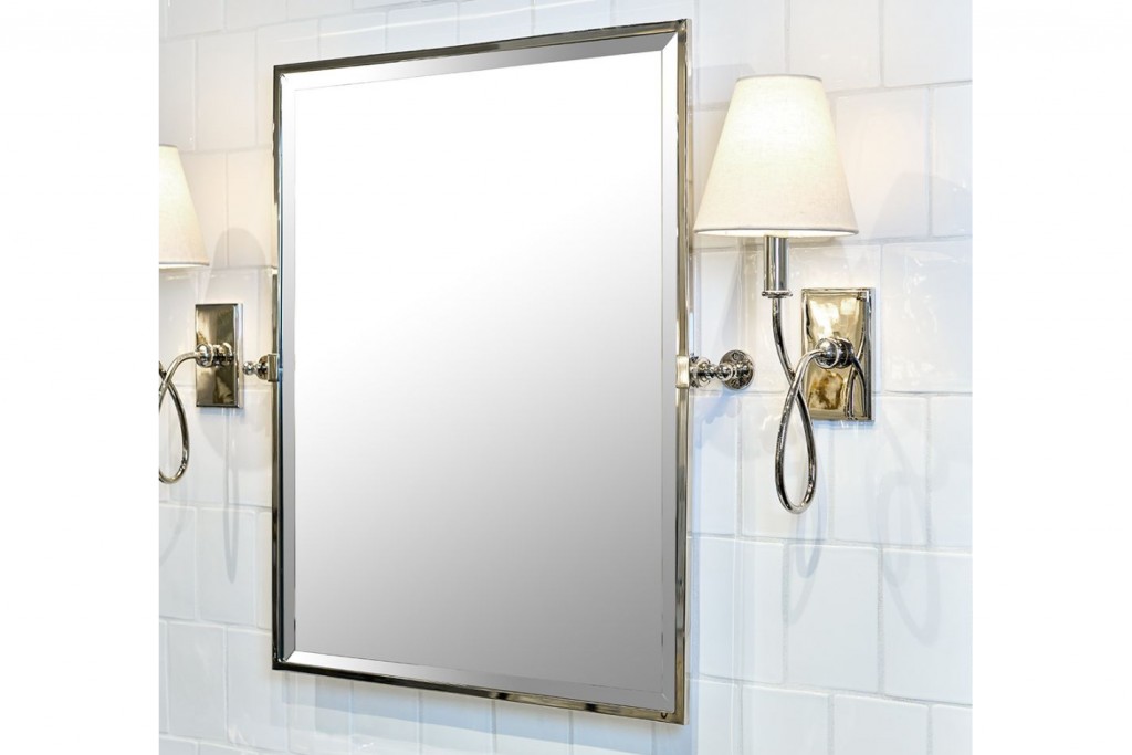 Crystal Metal Rectangular Wall Mounted Tilting Mirror 25 7/16" x 29 15/16" x 2 3/4" | Highlight image 1