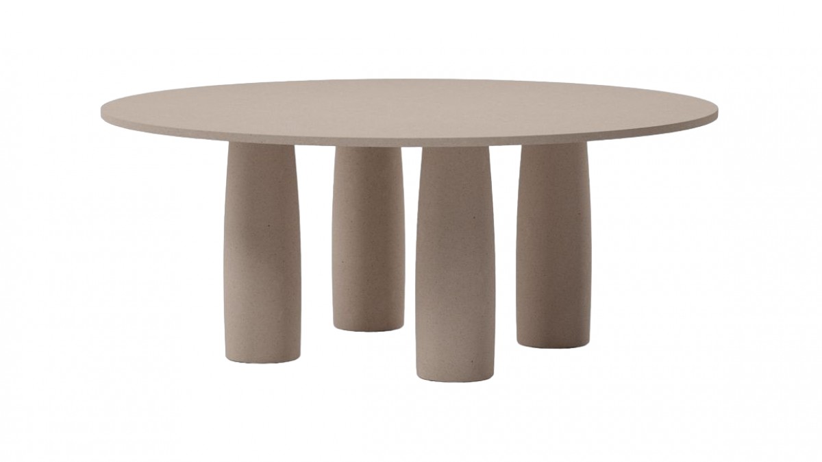 Il Colonnato Minera Stone Round Dining Table / 8 Guest 4-Leg