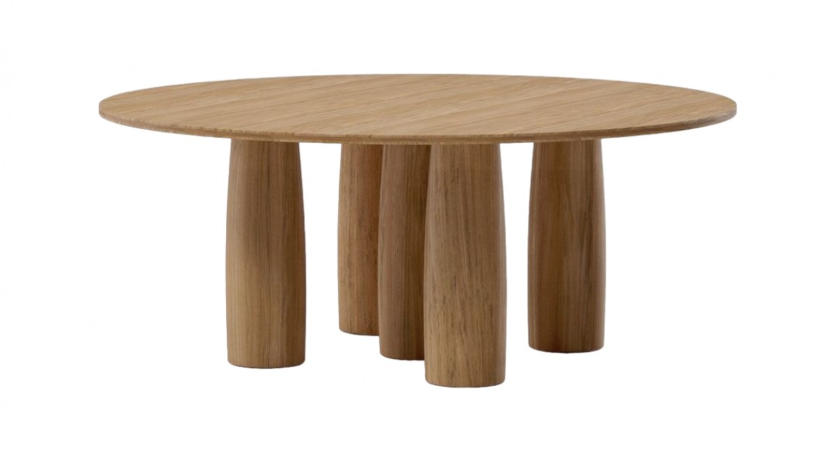 Il Colonnato Teak Round Dining Table / 8 Guest 5-Leg