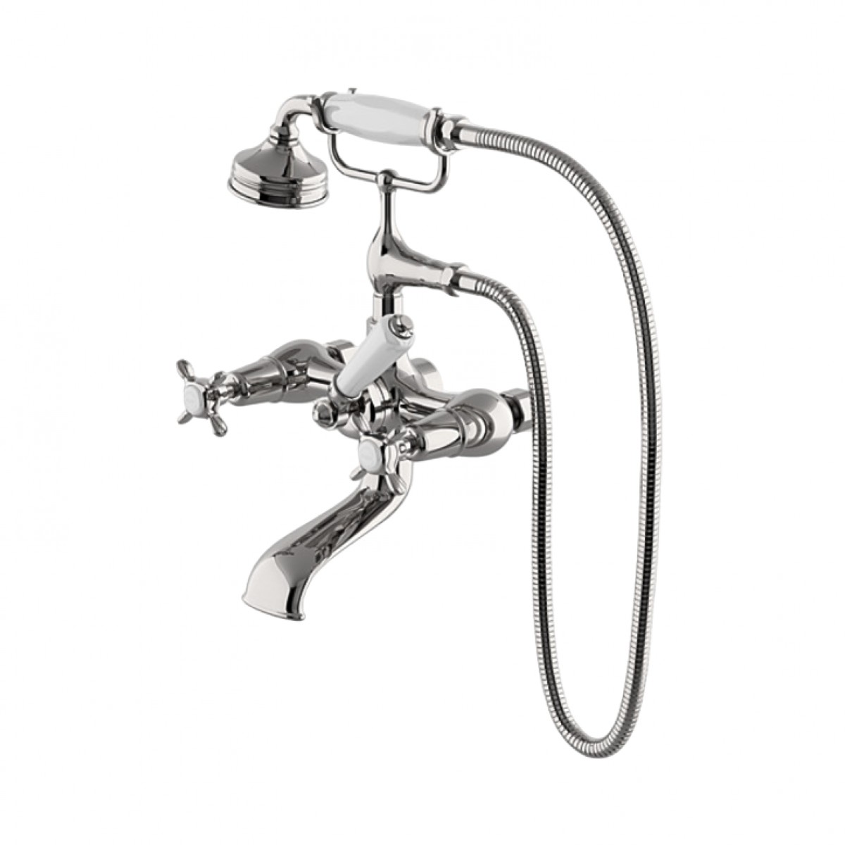 Easton Classic Exposed Tub Filler, White Porcelain Handshower and Lever Diverter Handle with Metal Indices