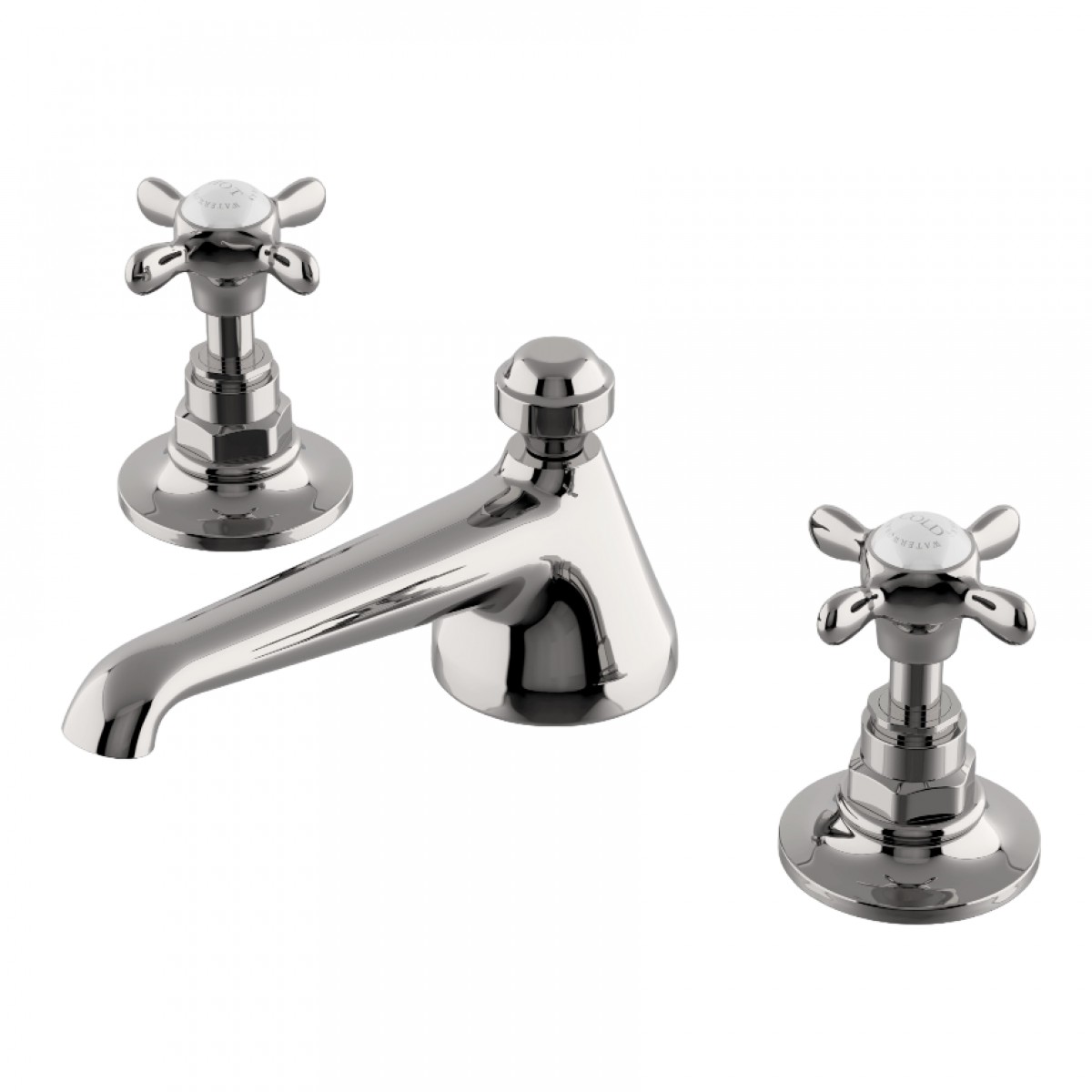 Easton Vintage Low Profile Three Hole Deck Mounted Lavatory Faucet with Metal Cross Handles