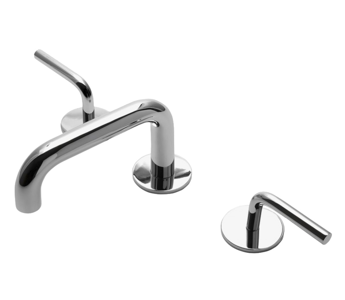 Flyte Low Profile Three Hole Deck Mounted Lavatory Faucet with Metal Lever Handles