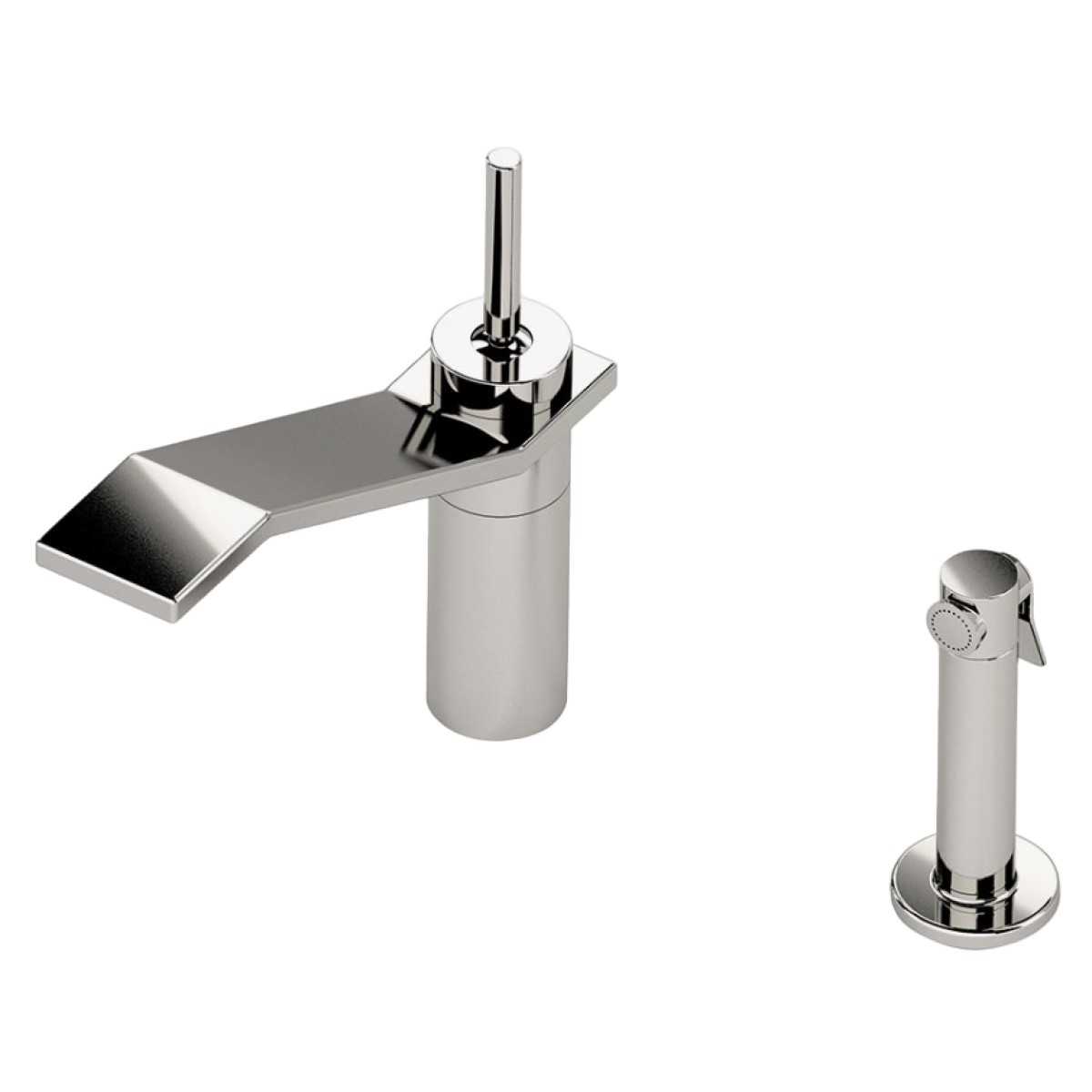 Formwork One Hole High Profile Kitchen Faucet, Metal Joystick Handle and Spray