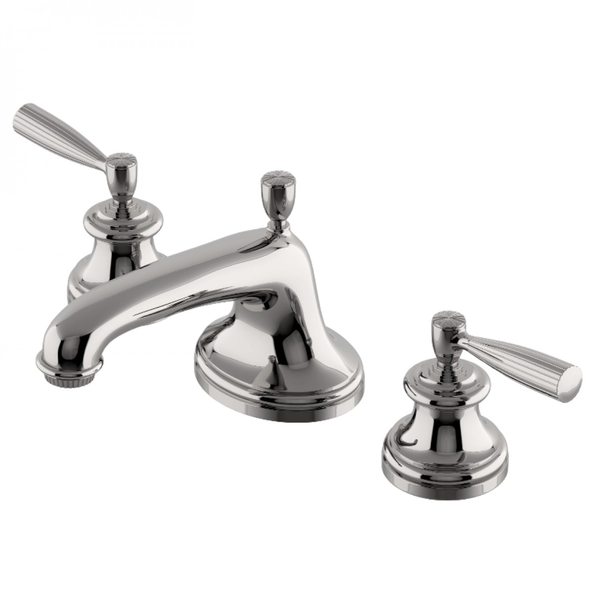 Foro Low Profile Three Hole Deck Mounted Lavatory Faucet with Metal Lever Handles