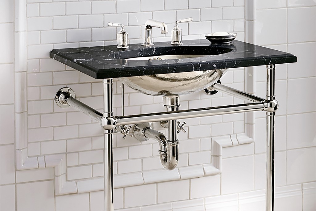 Universal Two Leg Single Washstand Packaged with Sink and Slab Top 30" x 21" x 32 3/4" | Highlight image 1