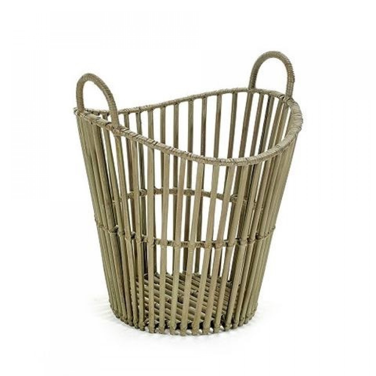 Rattan Slat Basket with Handle H45