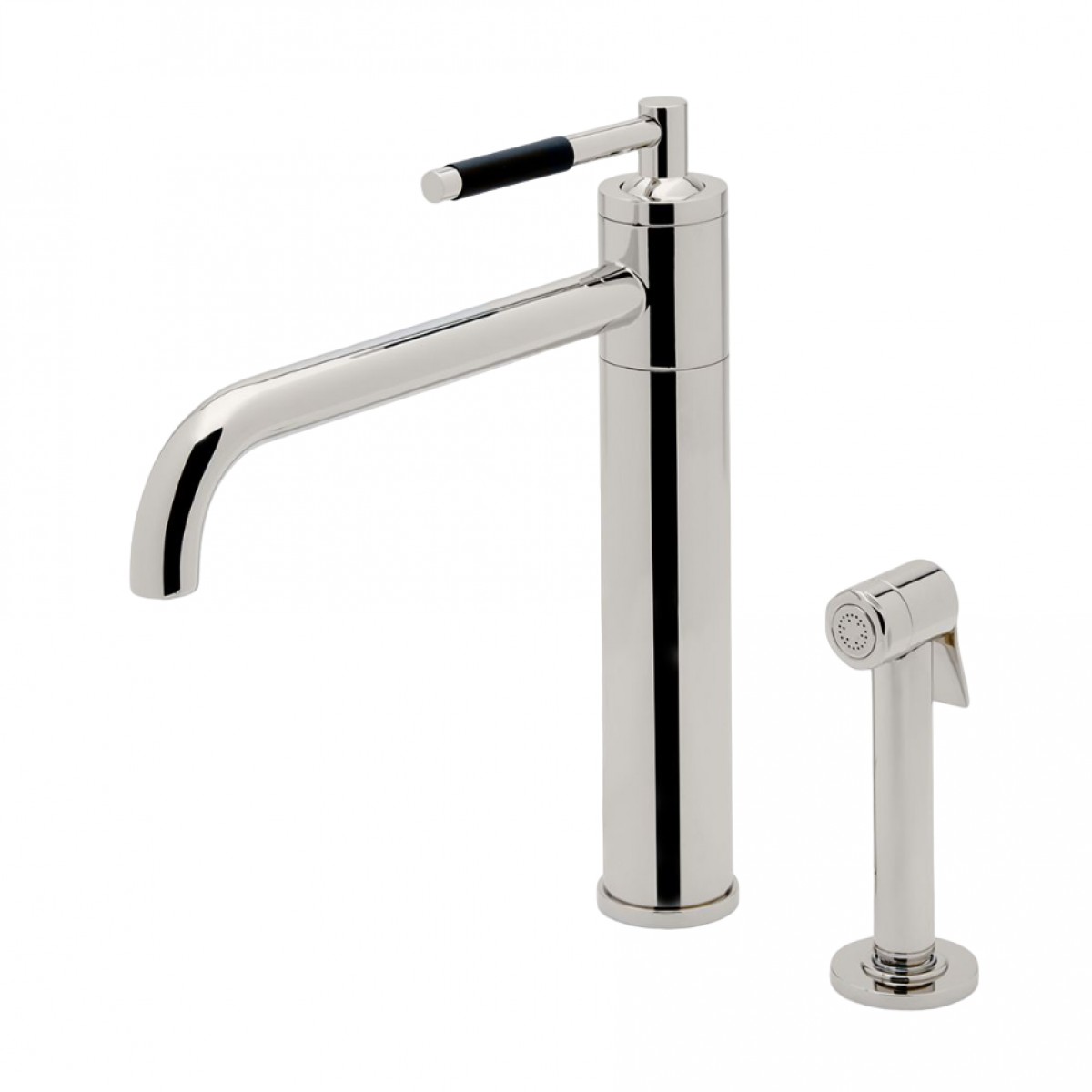 Universal Modern One Hole High Profile Kitchen Faucet, Metal Lever Handle and Spray