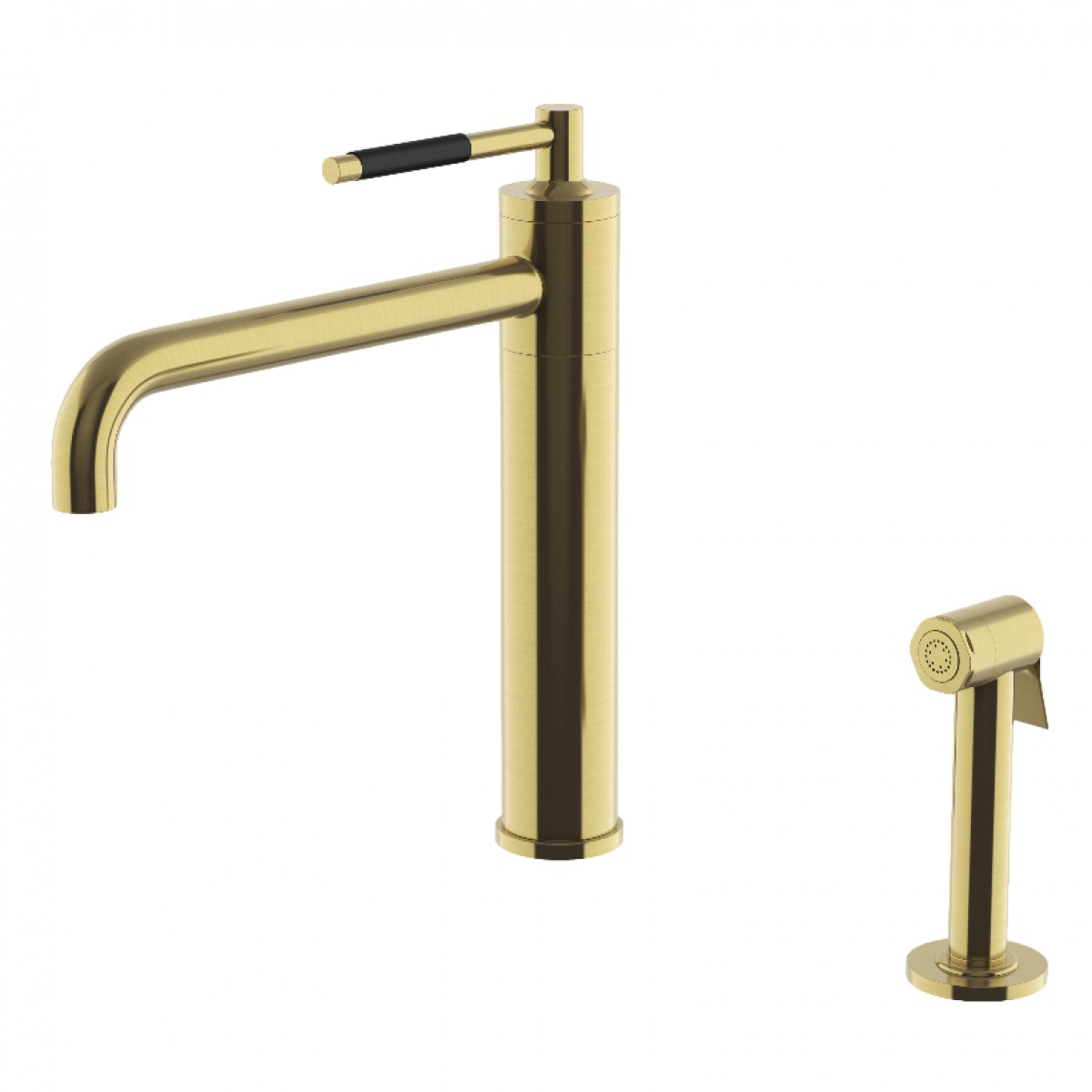 Universal Modern One Hole High Profile Kitchen Faucet, Metal 