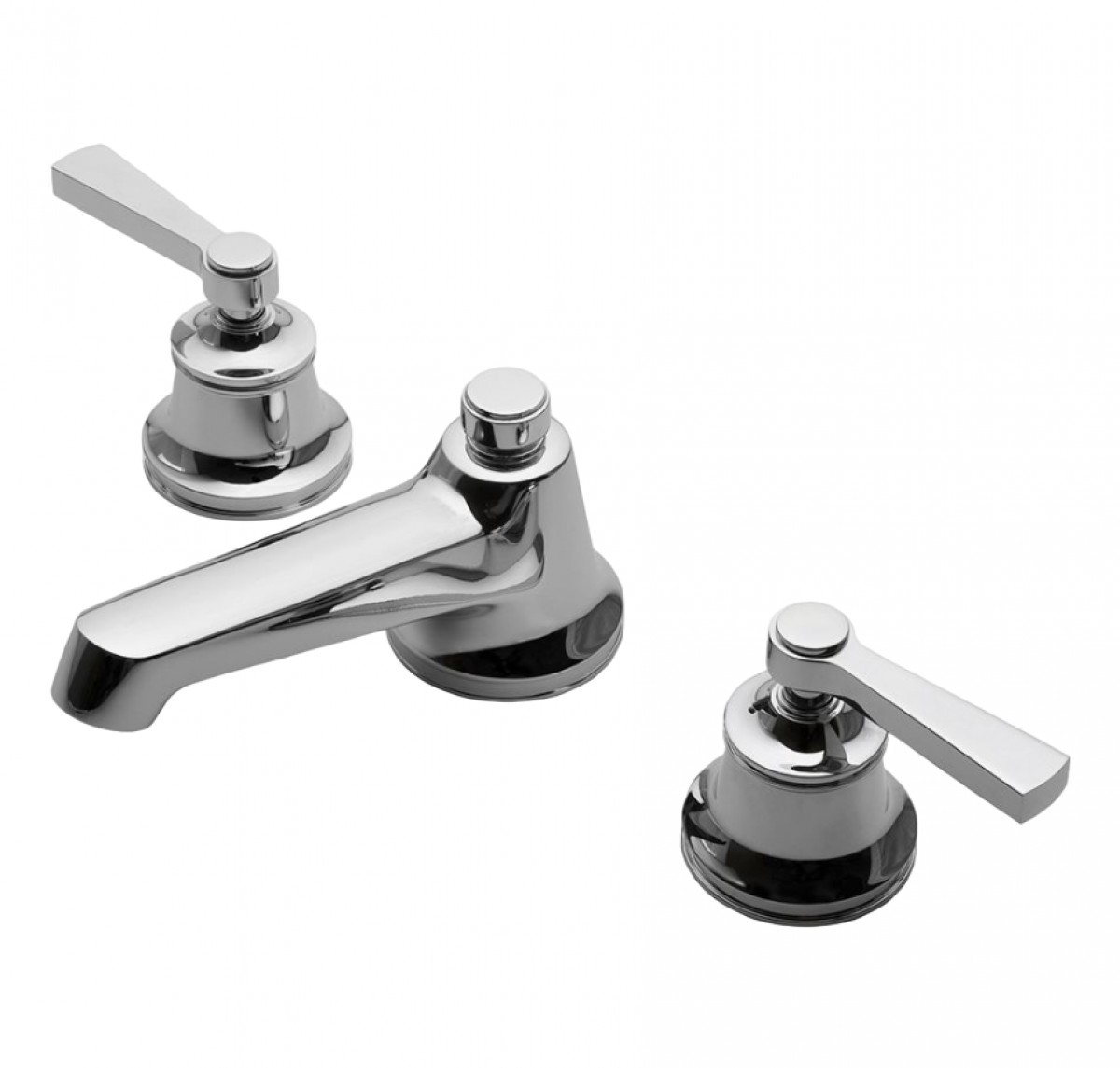 Transit Low Profile Three Hole Deck Mounted Lavatory Faucet with Metal Lever Handles