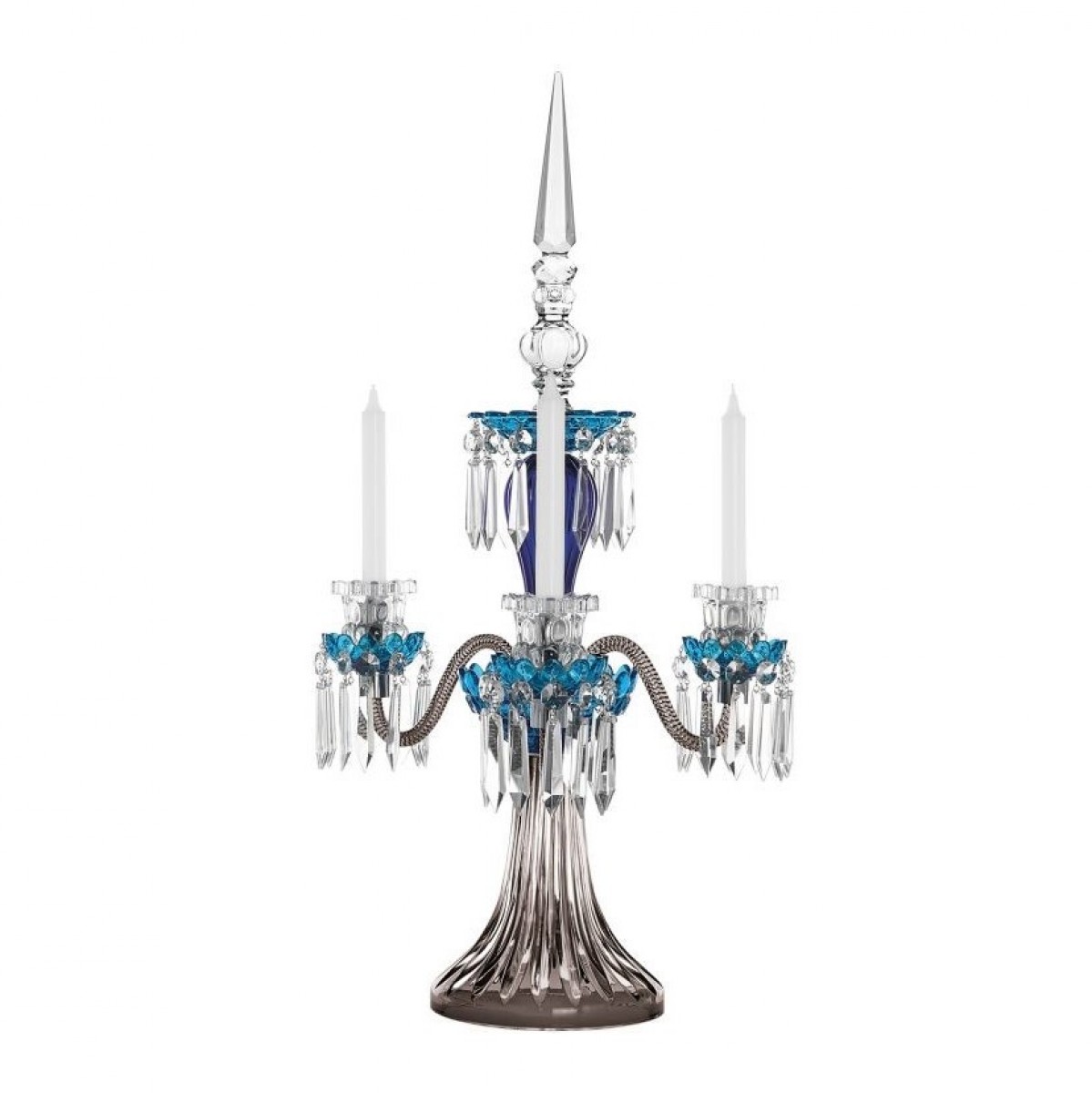 Arlequin 3-Candle Candelabra - Sky Blue, Dark-blue and Flannel-grey | Highlight image