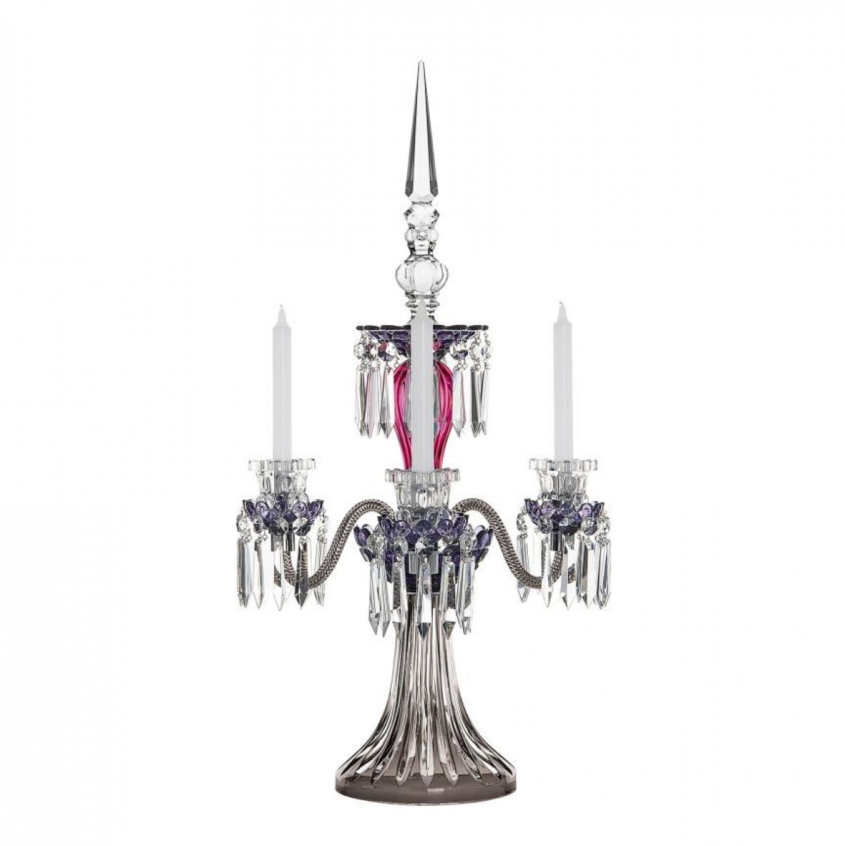 Arlequin 3-Candle Candelabra - Amethyst, Purple and Flannel-grey