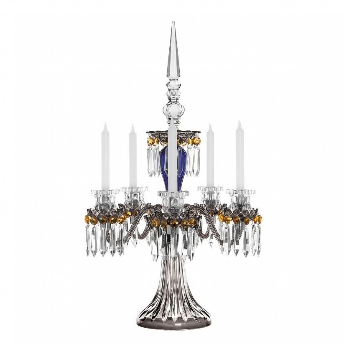 Arlequin 5-Candle Candelabra - Dark-blue, Black and Flannel-grey