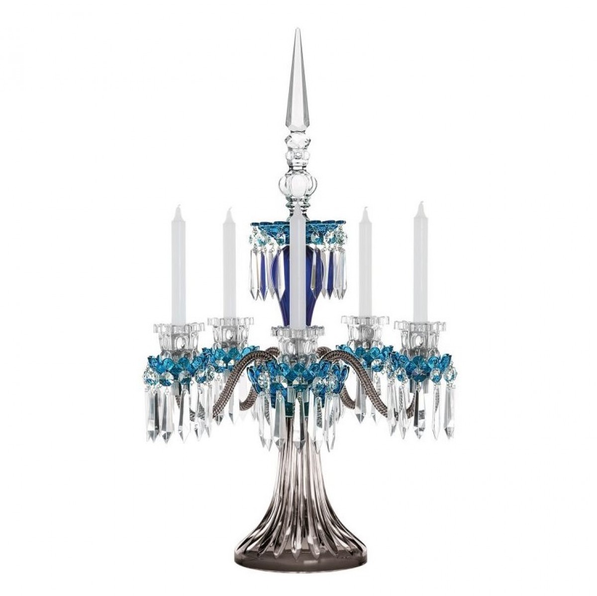 Arlequin 5-Candle Candelabra - Sky Blue, Dark-blue and Flannel-grey