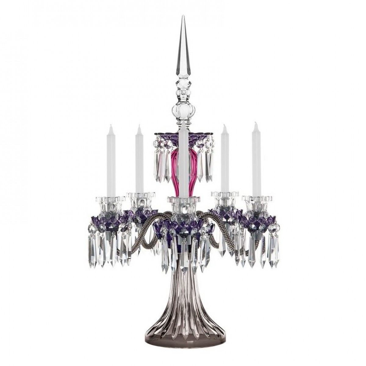 Arlequin 5-Candle Candelabra - Amethyst, Purple and Flannel-grey