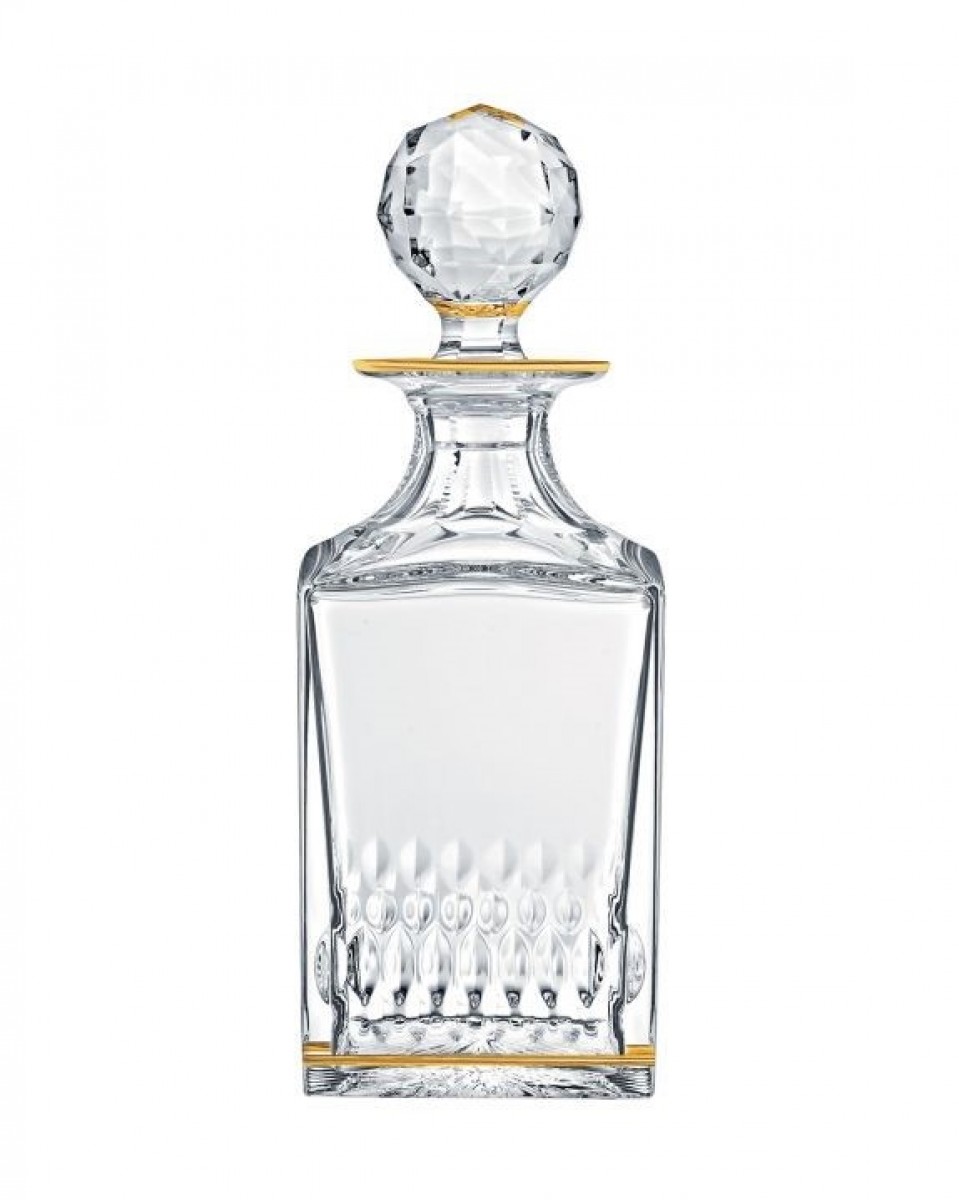 Apollo Square Decanter Gold Rim - Clear