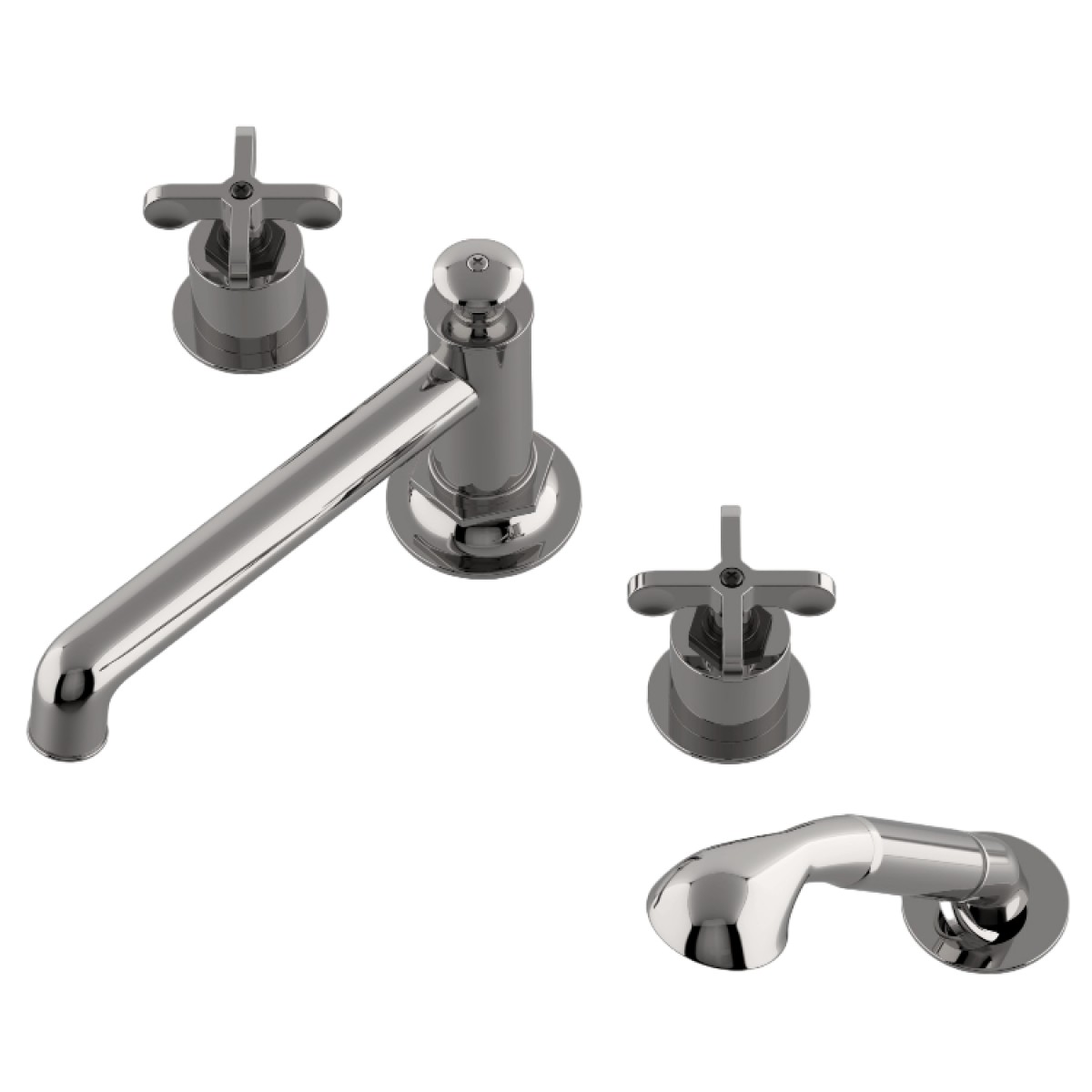 Henry Low Profile Concealed Tub Filler with Handshower and Metal Cross Handles